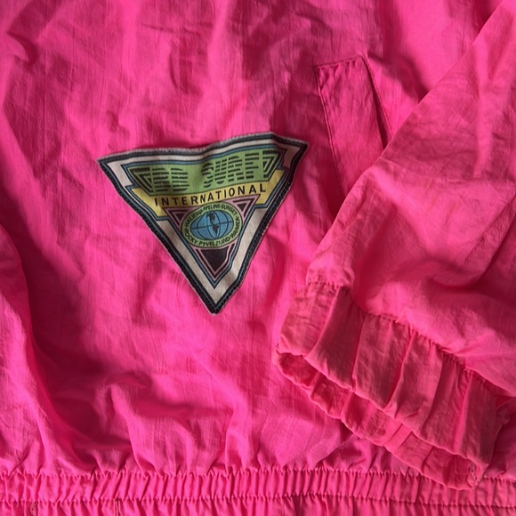 Vintage Throwback Windbreaker Quarter Zip Large Hot Pink - Picture 3 of 6